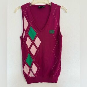 Pink and Green Argyle Sweater Vest